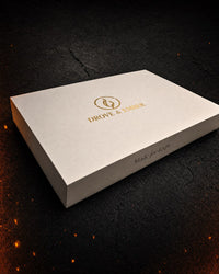 Premium gift box with shimmering gold foil branding